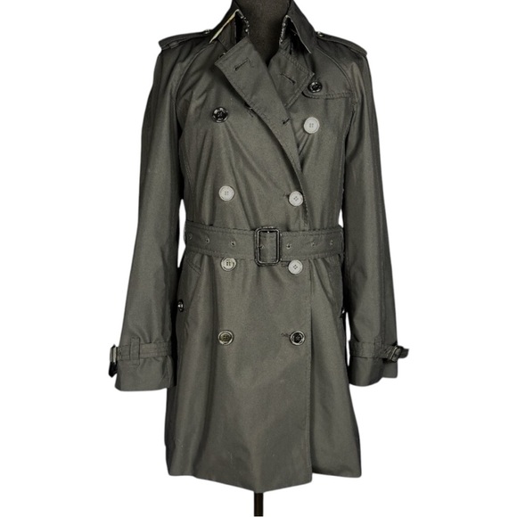 Burberry Brit Wool Lined Black Trench Coat, Size 6